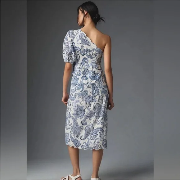 FARM Rio One Shoulder Eyelet Midi Dress - Picture 7 of 7